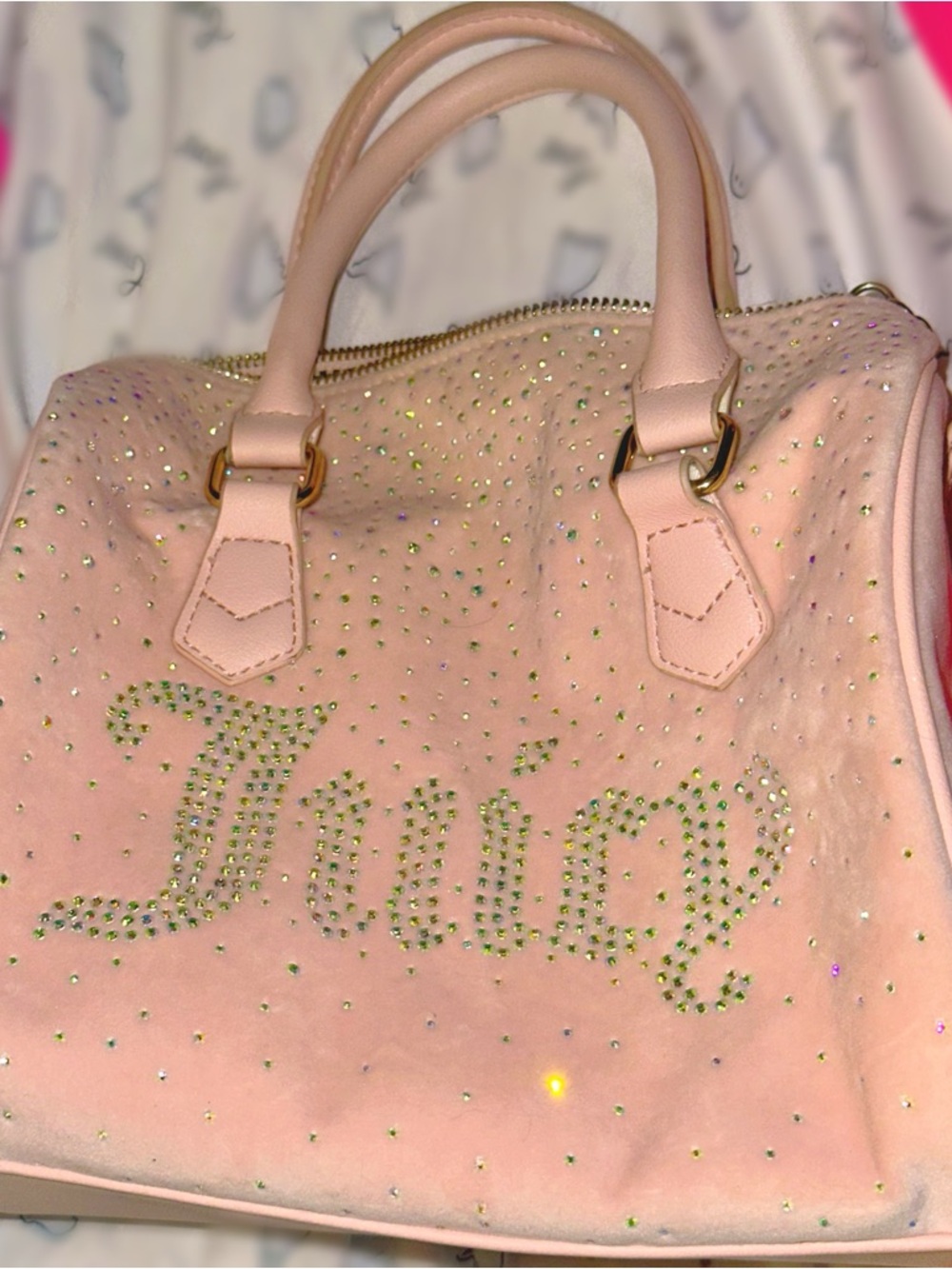 Juicy Couture Light Pink Crystal-Embellished Satchel